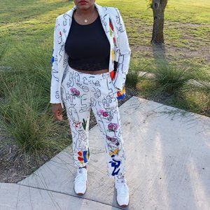 Artsy Print Paint Suit